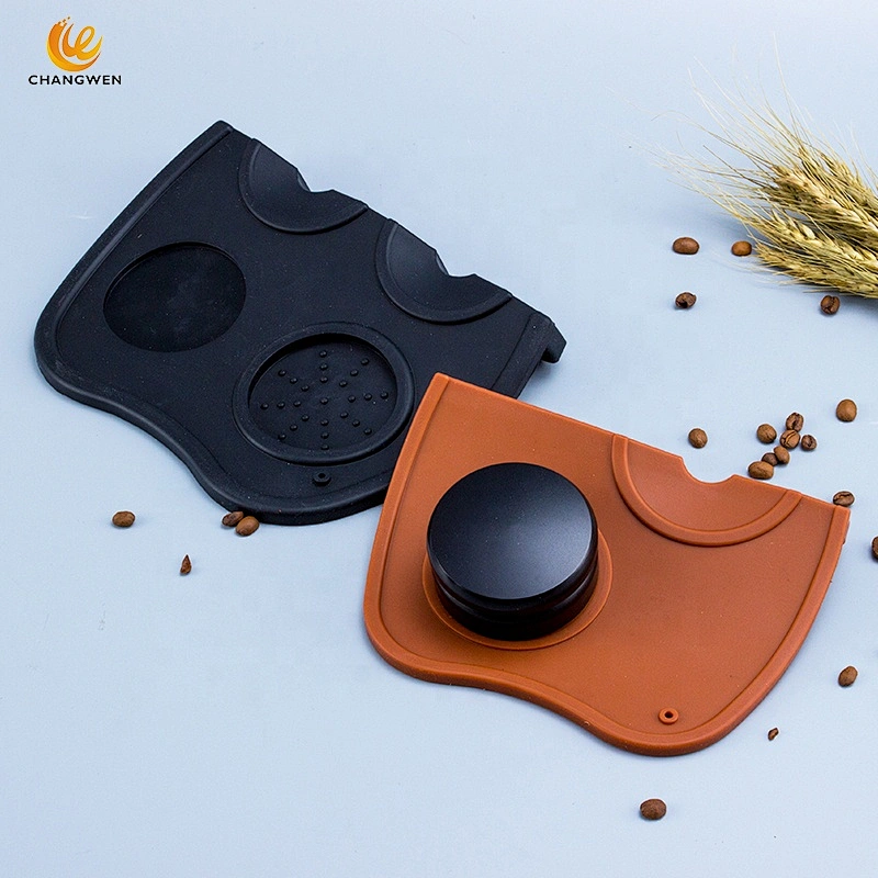 Custom logo high quality brown/black Coffee tools non-slip silicone coffee corner tamping mat
