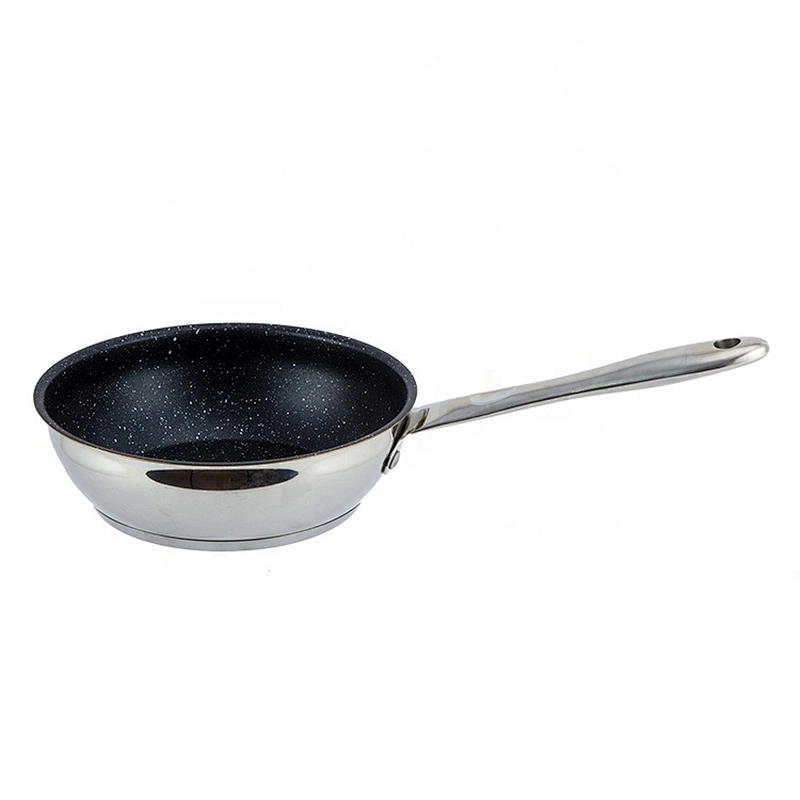3pcs fry pans stainless steel 304 ss cookware set non stick fry pan with gold plated handle