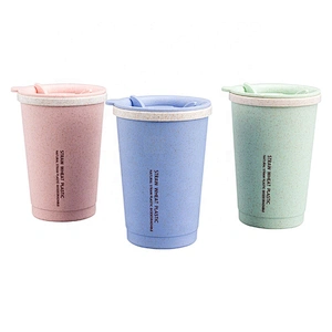 wholesale ECO-friendly Portable small reusable leak-proof travel wheat straw coffee cup