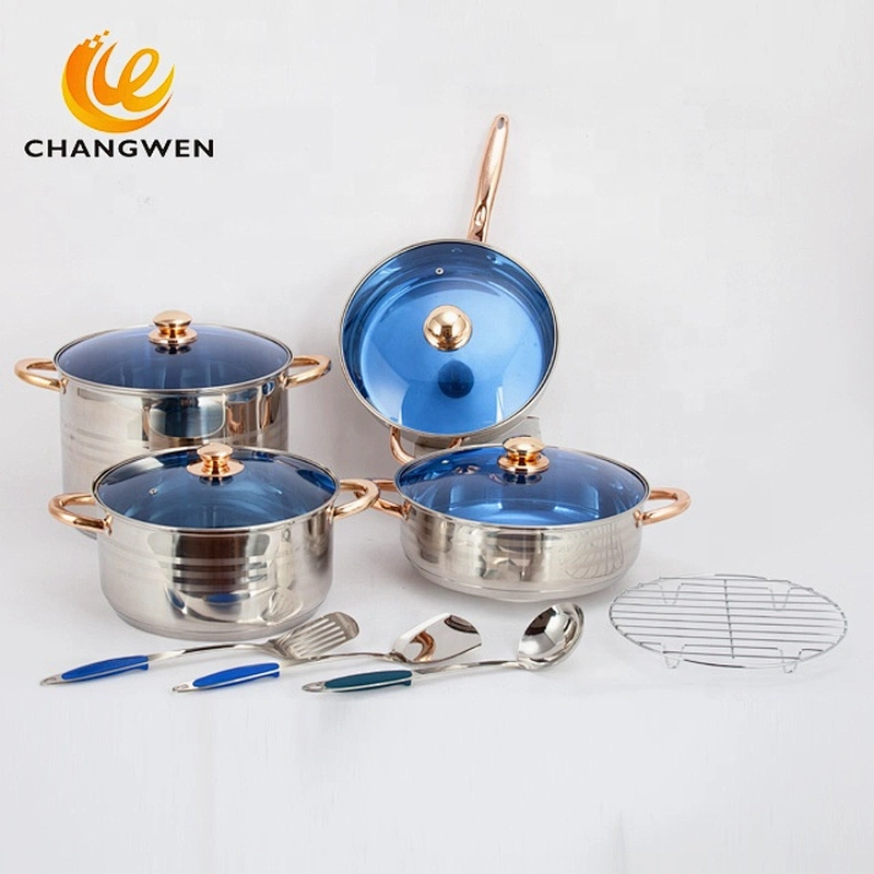 European style 12 pc stainless steel cookware set