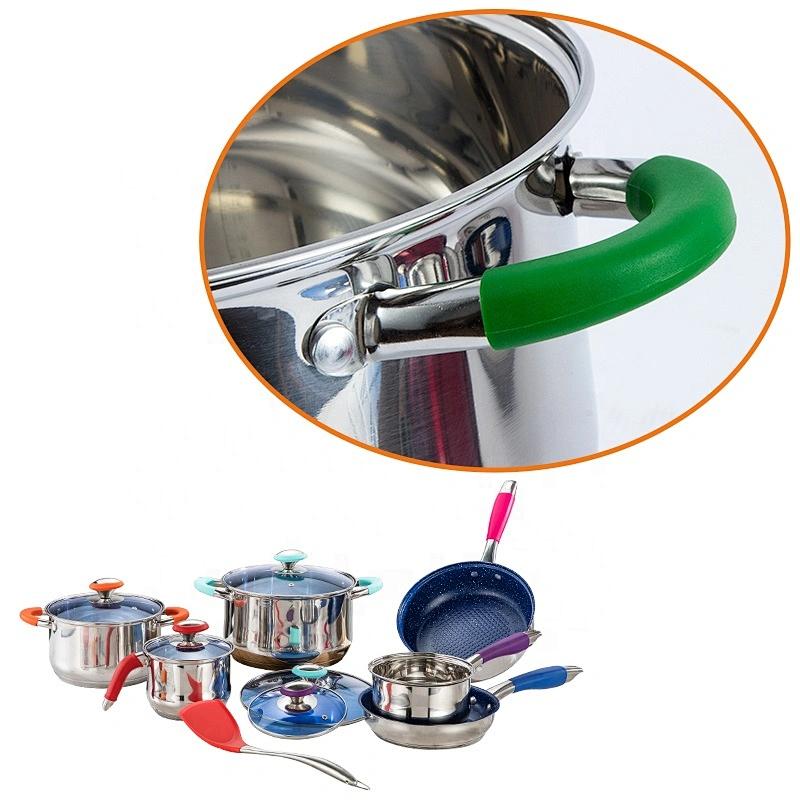 Cheap 12 PCS Cooking Pots and pans Stainless Steel nonstick coated frypan Cookware Set