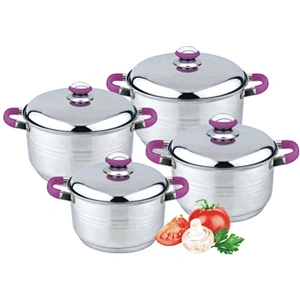 8PCS Straight Shape Kitchenware Stainless Steel Cookware Set with Capsule Bottom Cookware