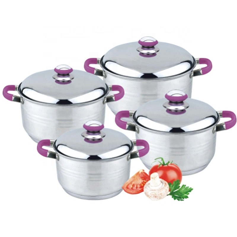 8PCS Straight Shape Kitchenware Stainless Steel Cookware Set with Capsule Bottom Cookware