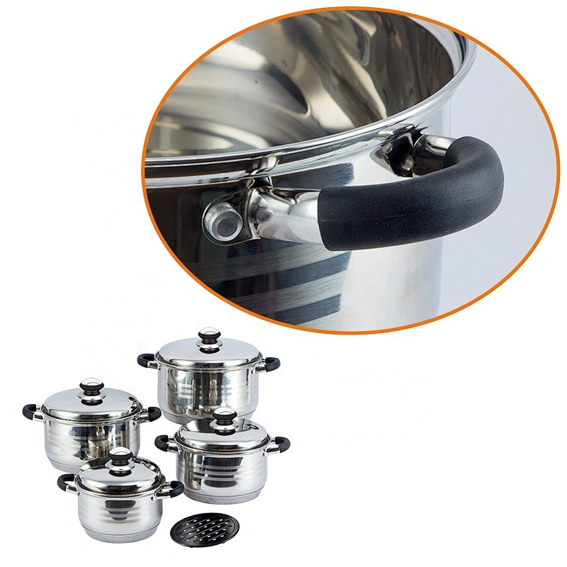 Hot Pot 9pcs stainless steel casserole set stock pot and pan cookware set with kitchen tool
