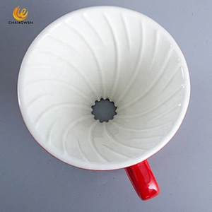 Wholesale Custom Reusable Dripper Water Filter V60 Red Ceramic Coffee Dripper