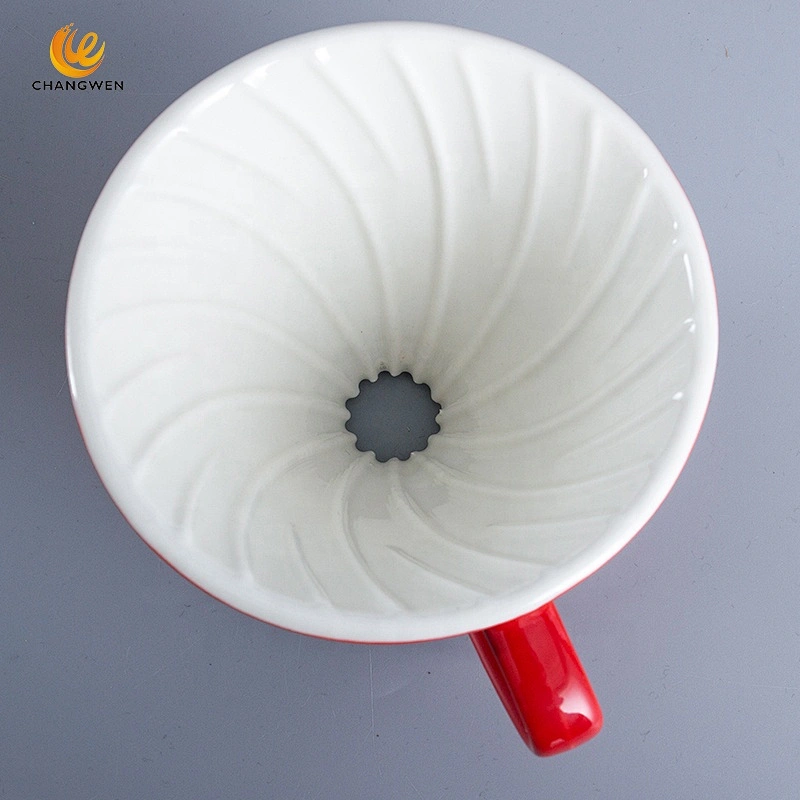 Wholesale Custom Reusable Dripper Water Filter V60 Red Ceramic Coffee Dripper