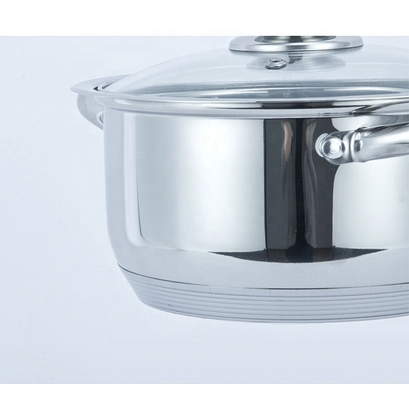 Stairght shape stainless steel casserole with lid mushroom knob