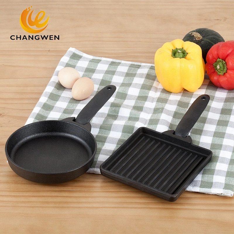 Square frying pan cast iron frypan set with detachable handle