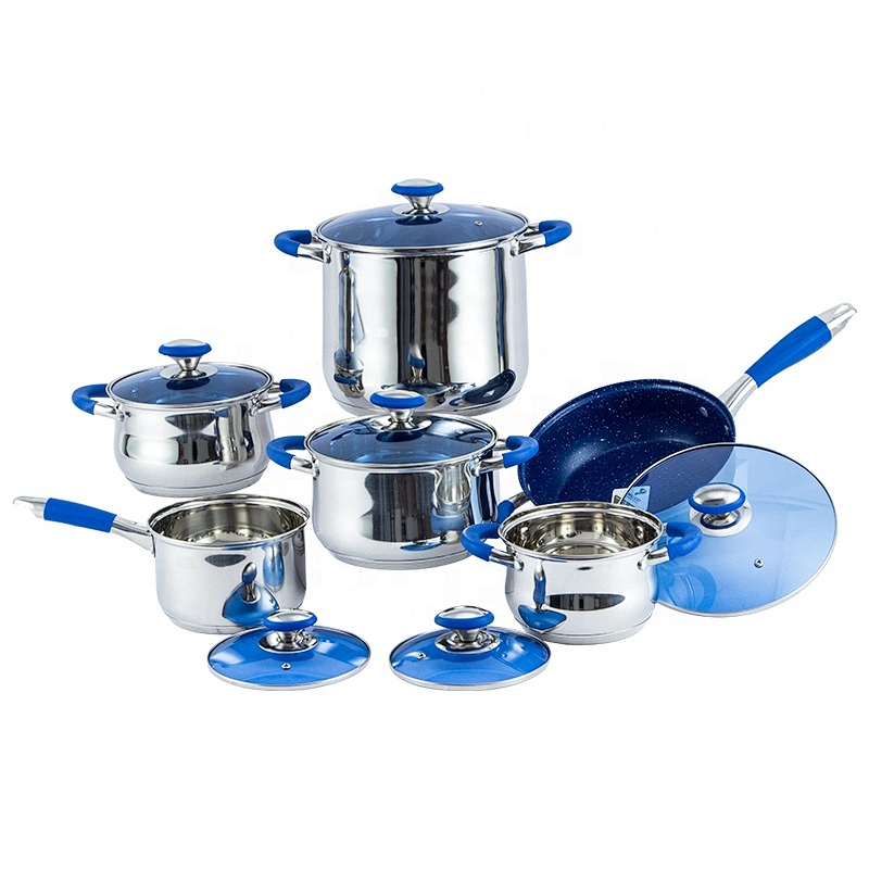 12pcs stainless steel cookware set with ceramic non-stick coating cookware sets kitchen