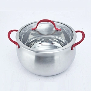 6pcs/8pcs/12pcs Casting stainless steel belly shape cooking pot cookware set with glass lid