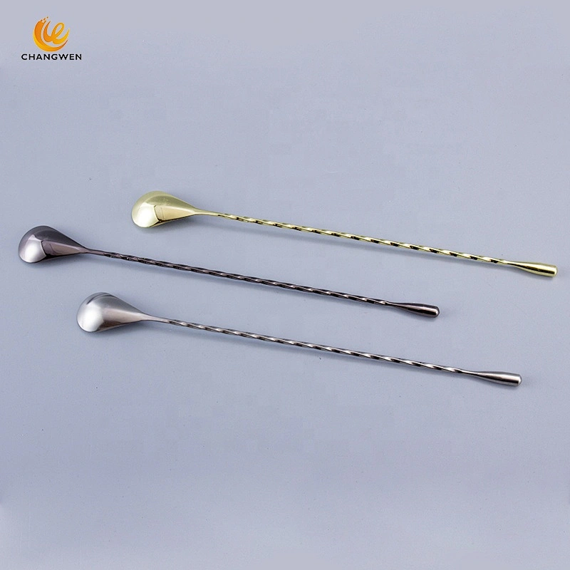 High Quality Colorful long handle Bar Stirrer Spoon Stainless Steel Cocktail Barspoon
