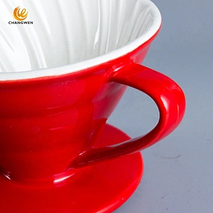 Wholesale Custom Reusable Dripper Water Filter V60 Red Ceramic Coffee Dripper