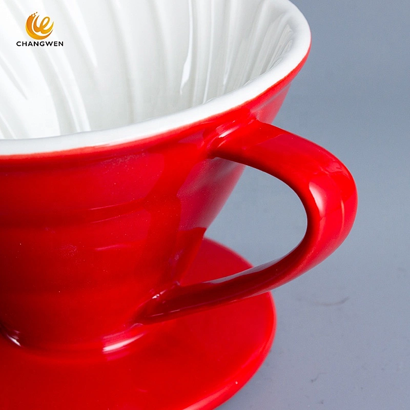 Wholesale Custom Reusable Dripper Water Filter V60 Red Ceramic Coffee Dripper