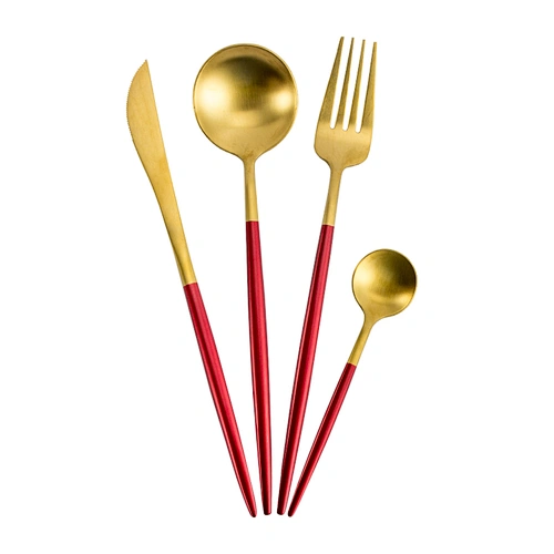 Factory Price 4pcs gold cutlery set stainless steel flatware set with knife fork spoon