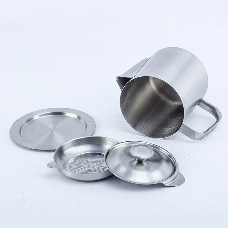 Stainless Steel 304 Kitchenware Oil Can Soup Filter Pot Bowl Fat Separator with Strainer oil pot