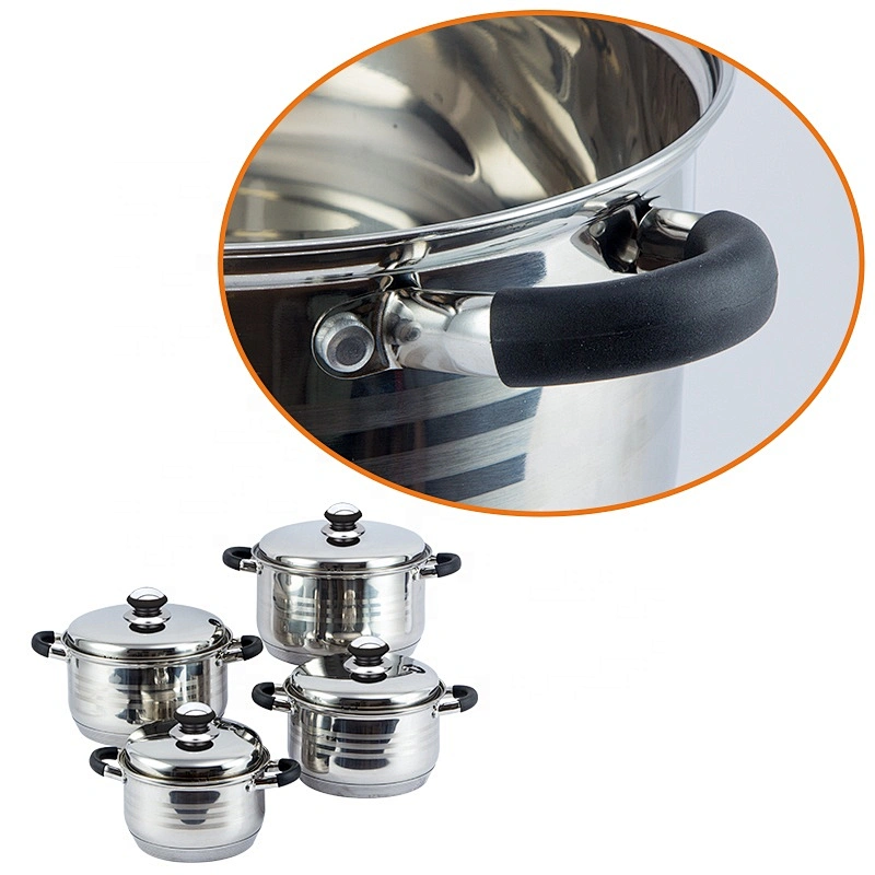8PCS Straight Shape Kitchenware Stainless Steel Cookware Set with Capsule Bottom Cookware