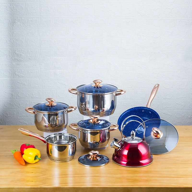 hot sell cookware 12 pcs non stick frypan blue marble cookware set stainless steel cook ware
