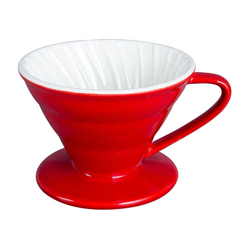 Wholesale Custom Reusable Dripper Water Filter V60 Red Ceramic Coffee Dripper