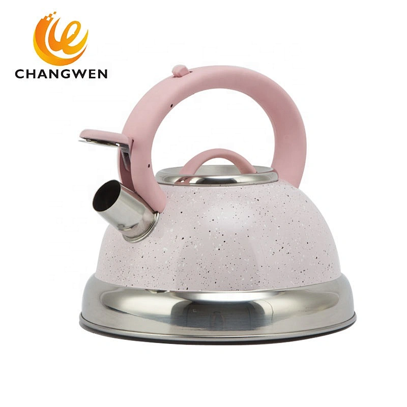 Pink teakettle stainless steel whistling tea kettle