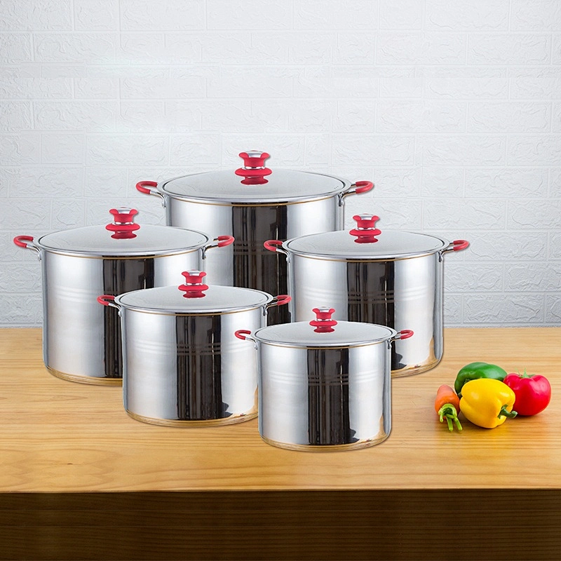 Kitchen appliances 10pcs stainless steel straight shape casserole set cookware & stock &cooking pot set