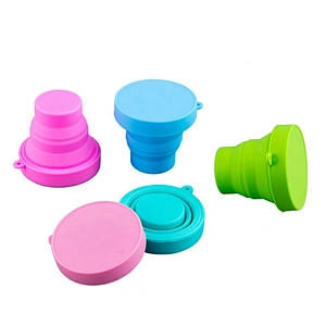 Portable OEM Eco Friendly Collapsible Travel Coffee Mug Silicone Foldable Coffee Mug Cup With Lid