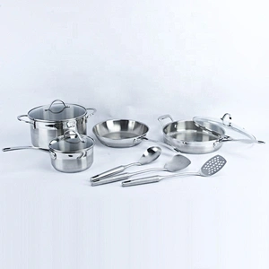 European 4pcs cookware set 304 stainless steel casserole German kitchenware with sauce panan fry pan
