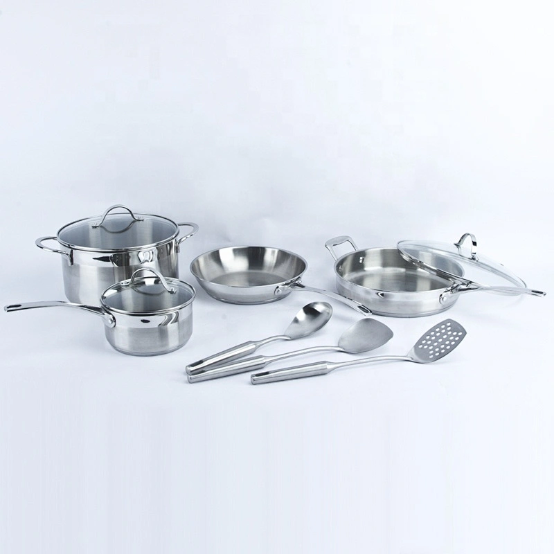 European 4pcs cookware set 304 stainless steel casserole German kitchenware with sauce panan fry pan