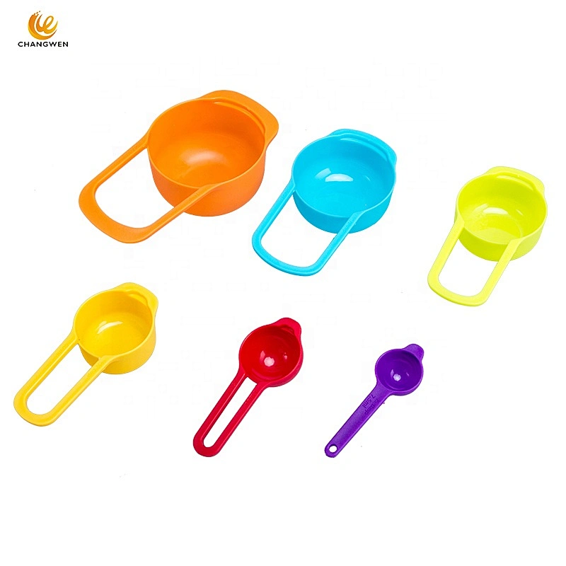 Kitchen 6-piece Plastic Coffee Measuring Cup Adjustable Baking Colorful Measuring Spoon Set