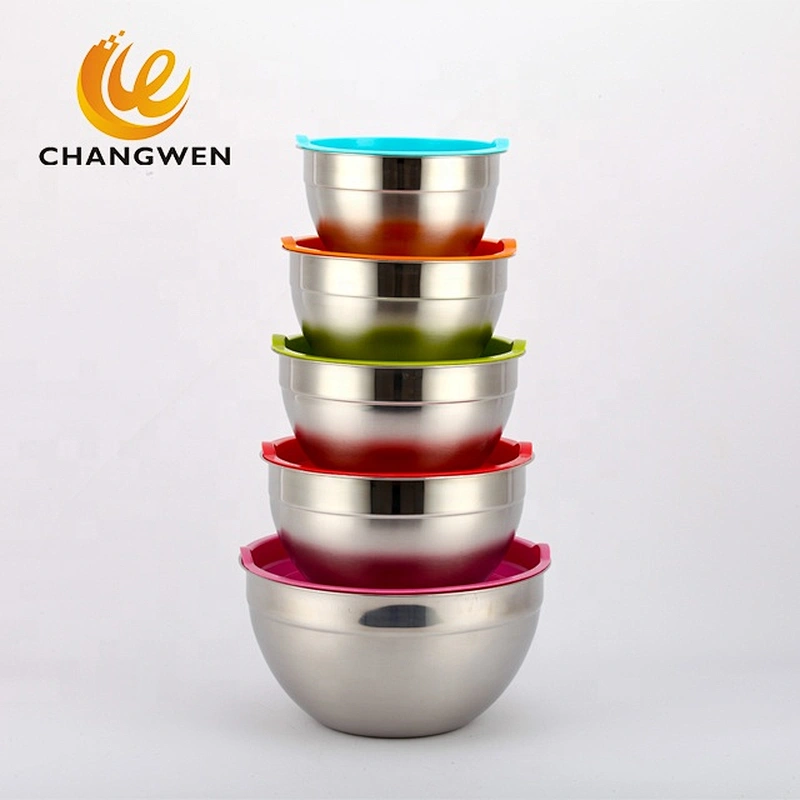 Stainless steel mixing bowls with silicone cover