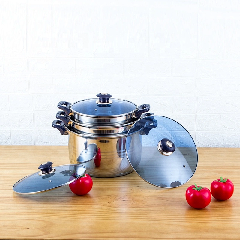 Kitchen accessories metal casserole cooking pots stainless steel 6pcs cookware set