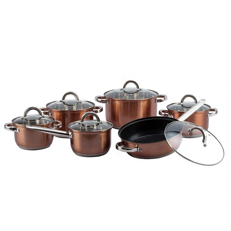 12pcs kitchen soup stock pots stainless steel cookware sets cookware