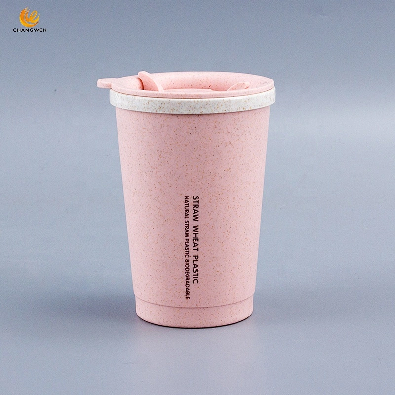 wholesale ECO-friendly Portable small reusable leak-proof travel wheat straw coffee cup