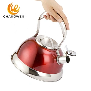 Utensilios de cocina pintura roja 3L Tetera de acero inoxidable