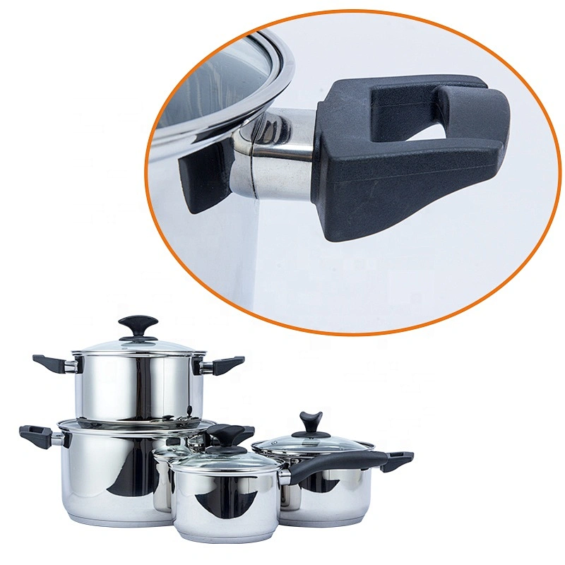6pcs/8pcs/10pcs stainless steel cookware set cooking pot with glass lid