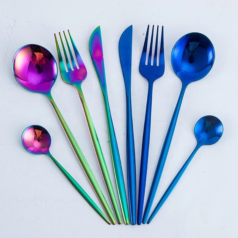 Hot selling on Amazon Portable Flatware spoon and fork stainless steel blue travel Cutlery Set