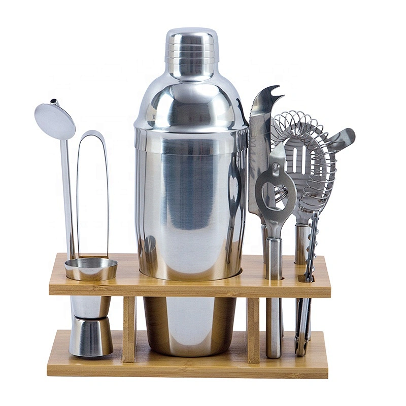 Factory Customized bar tools 25 oz Stainless Steel 9-Piece Bartender Kit Cocktail Shaker set