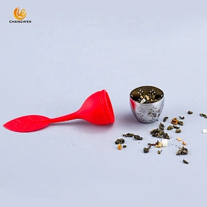 Factory Customize Leaf Shape colorful Silicone Tea Bag Stainless Steel Creative Tea Infuser Silicone Tea Strainer
