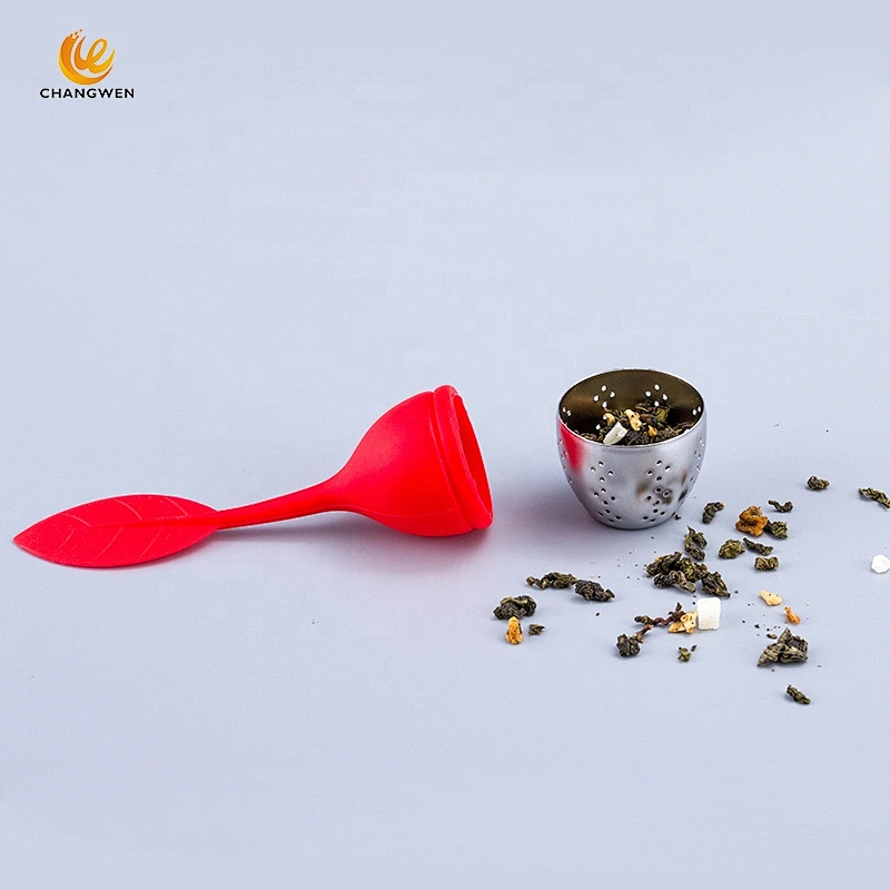 Factory Customize Leaf Shape colorful Silicone Tea Bag Stainless Steel Creative Tea Infuser Silicone Tea Strainer