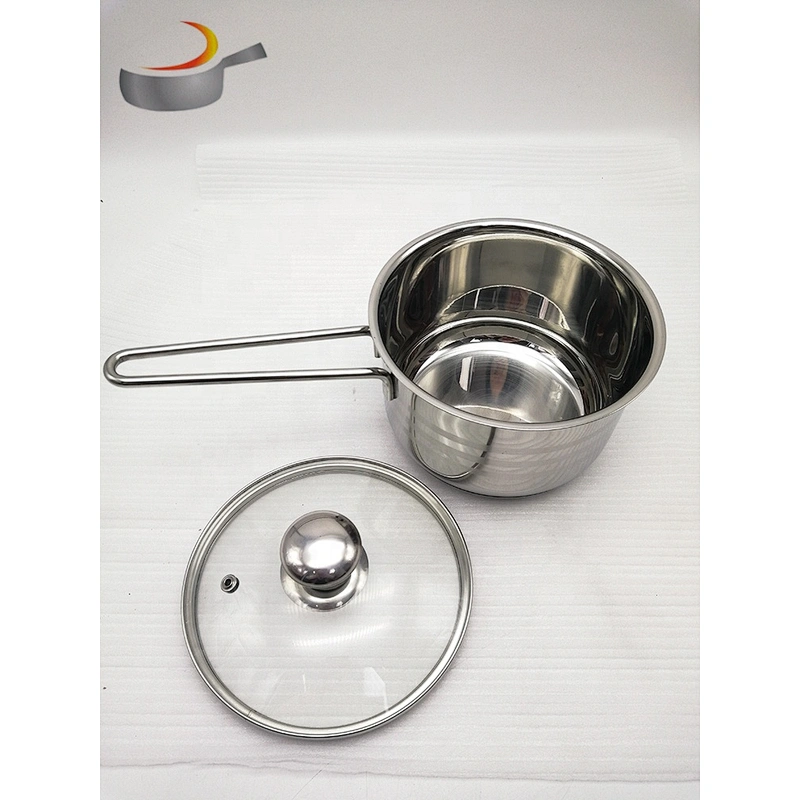 Kitchenware tool capsuled bottom  S/ S  saucepan straight shape Casserole stainless steel sauce pan with clear glass lid