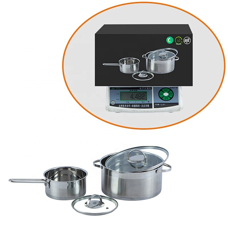 European style soup pot stainless steel saucepan with glass lid