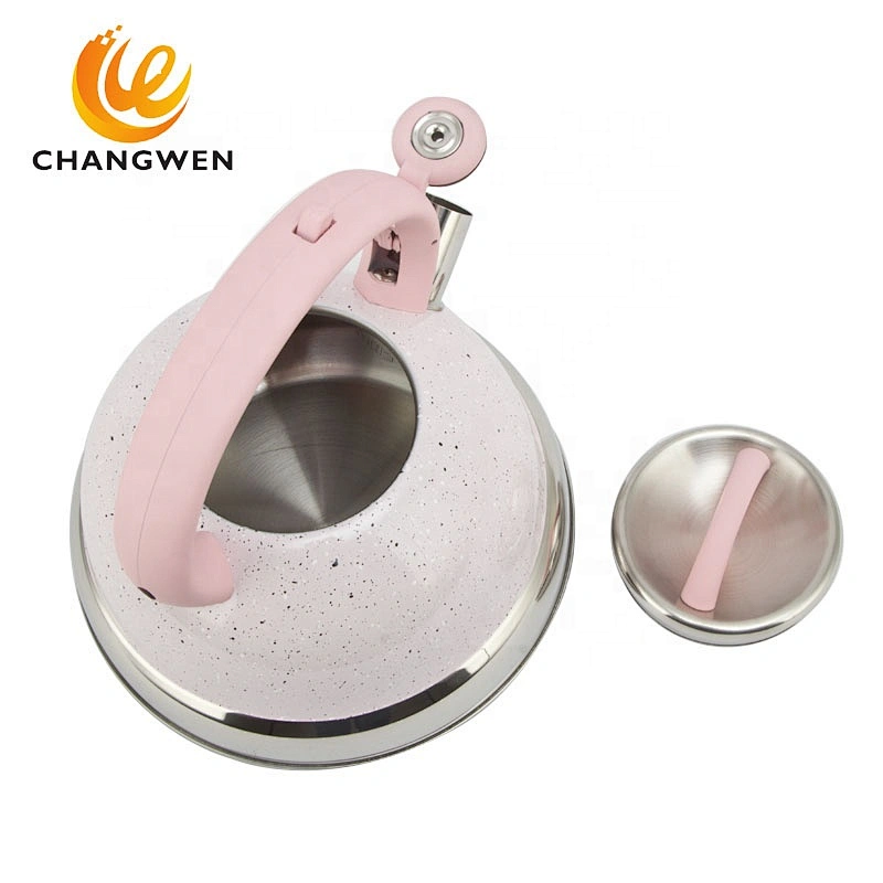 Pink teakettle stainless steel whistling tea kettle