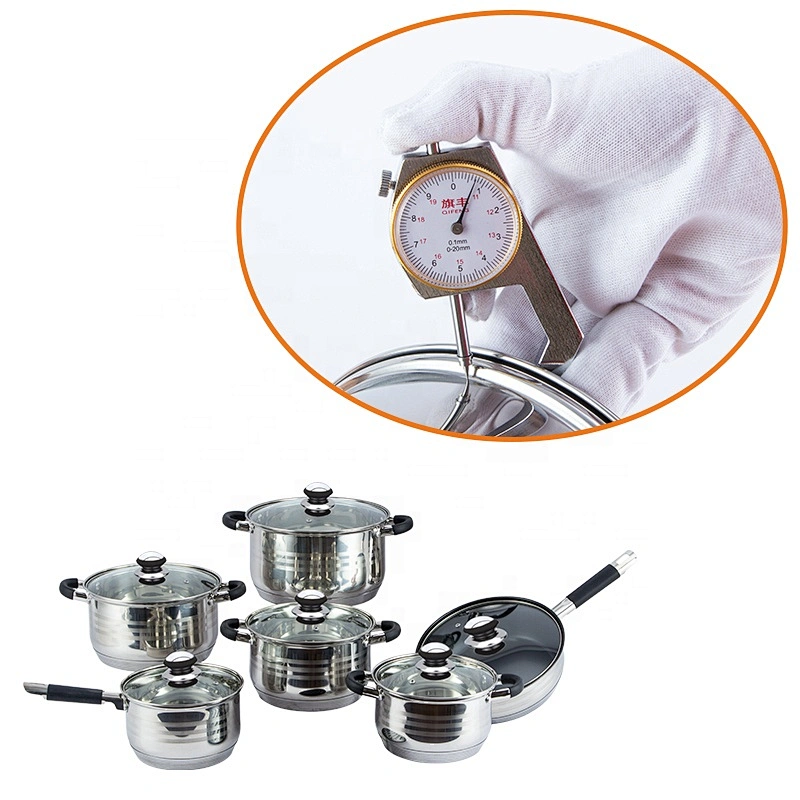 12 pcs straight shape cookware set stockpot fry pan casserole cooking pots non stick cookware with glass lid