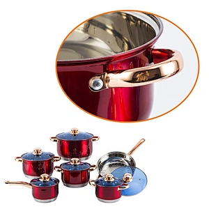 12 piezas antiadherente de Juego de utensilios de cocina cubiertos ollas de acero inoxidable