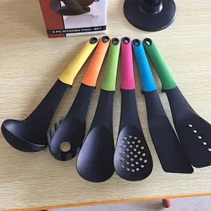 Camping cookware kitchen utensil 6pcs nylon kitchen tools with silicone handle