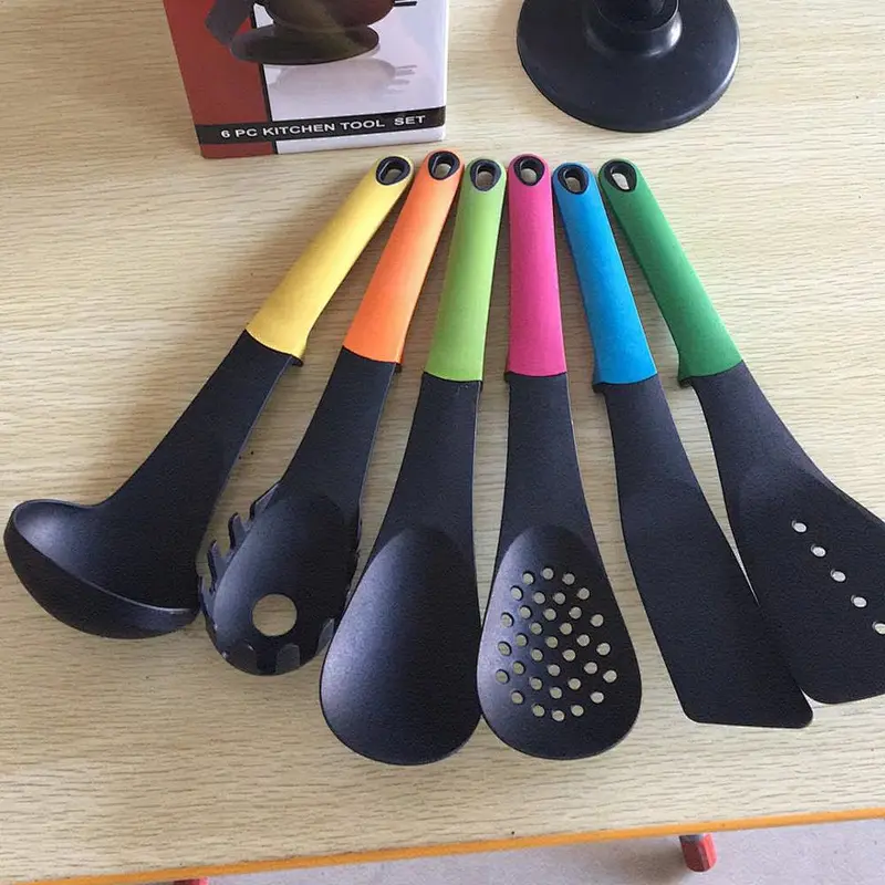 Camping cookware kitchen utensil 6pcs nylon kitchen tools with silicone handle