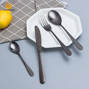 Mirror Polishing Rose Gold Flatware Black 304 Stainless Steel Metal Cutlery Set
