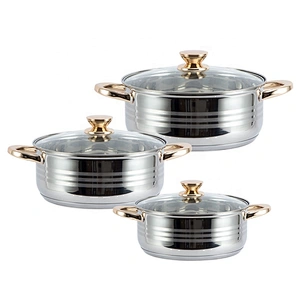 6 pieces hot sale straight shape stainless steel casserole cookware set cooking with glass lid