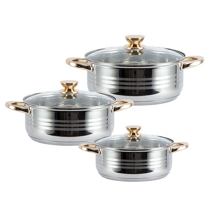 6 pieces hot sale straight shape stainless steel casserole cookware set cooking with glass lid