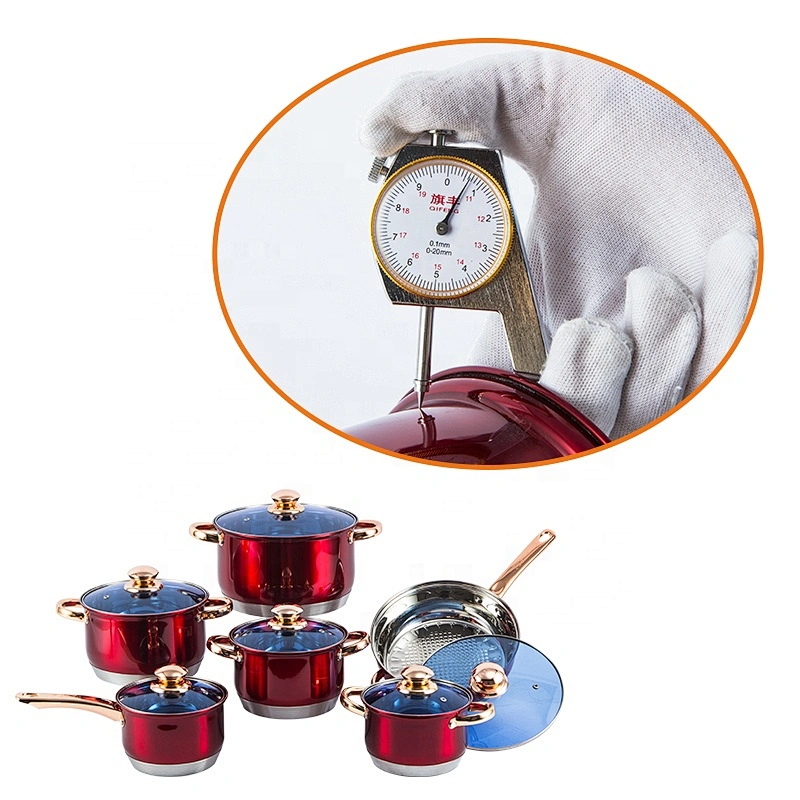 12 piezas antiadherente de Juego de utensilios de cocina cubiertos ollas de acero inoxidable