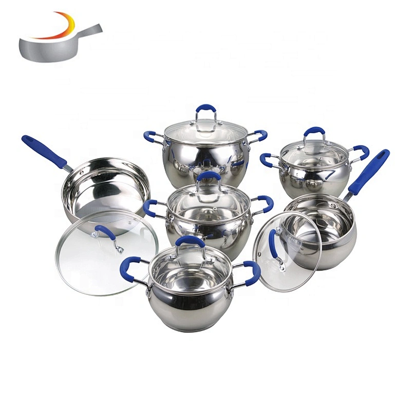 Die cast cooking set 10pcs stainless steel casserole belly shape cookware set with metal lids